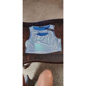 NWT ALLEGRA K METALLIC BLUE TOP